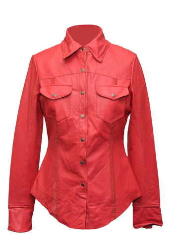 Blazer Style Red Women Leather Jacket