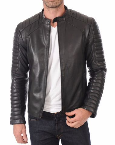 Men Club Black Real Leather Jacket