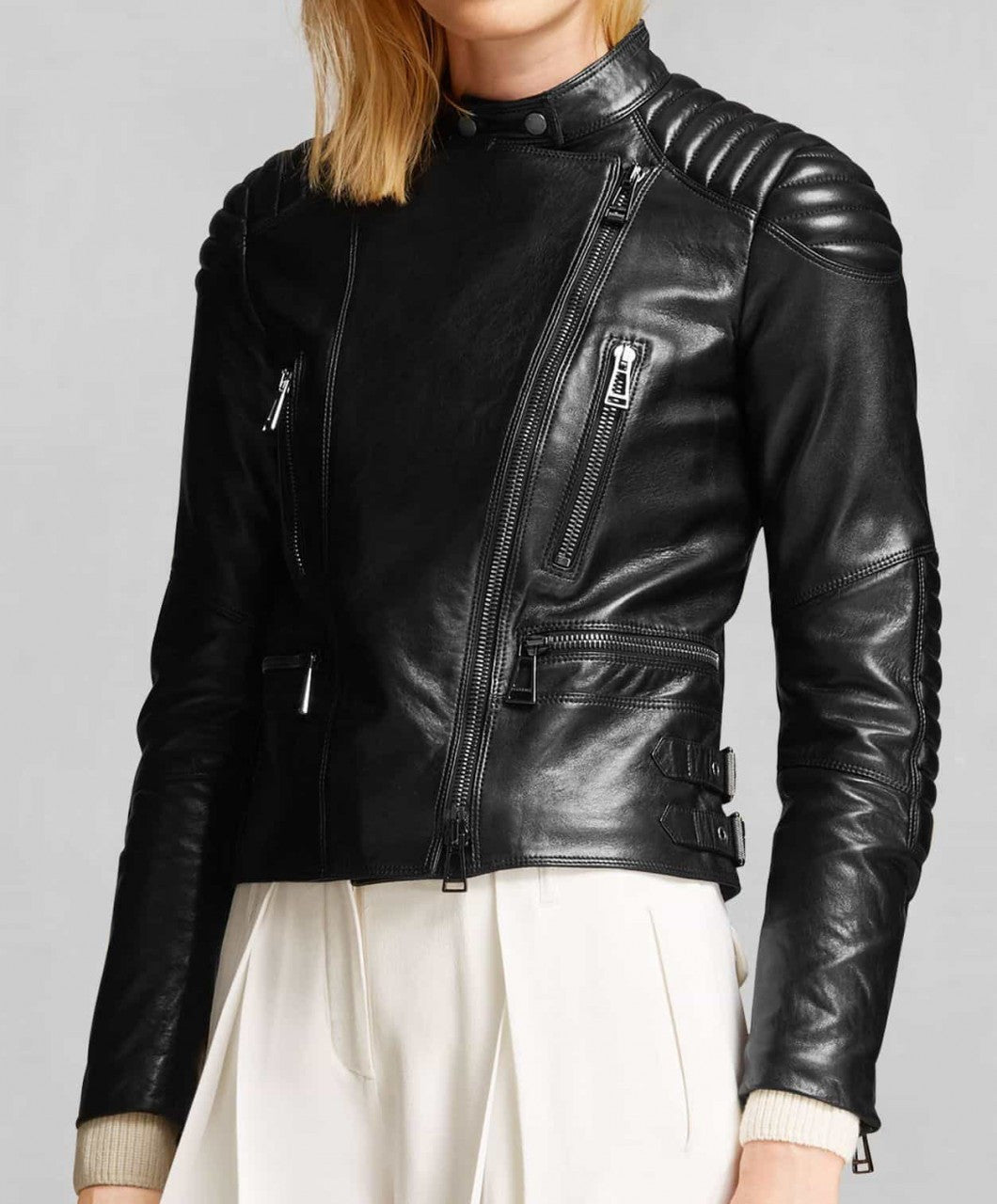 Women's Asymmetrical Black Leather Biker Jacket  Jacket outfit women,  Black leather jacket outfit, Leather jackets women