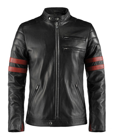 Cafe Racer Style Hybrid Black Leather Jacket