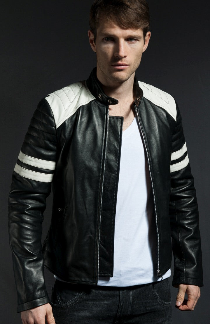 Fight Club Tyler Durden Black & White Leather Jacket