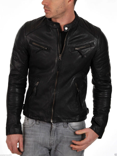Men's Genuine Lambskin Leather Motorcycle Jacket – The Film Jackets